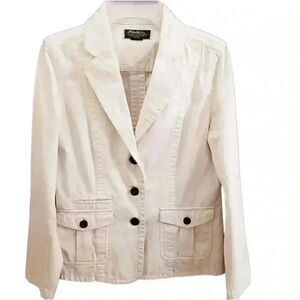 Eddie Bauer Women's Winter White Cotton Blazer Jacket NEW